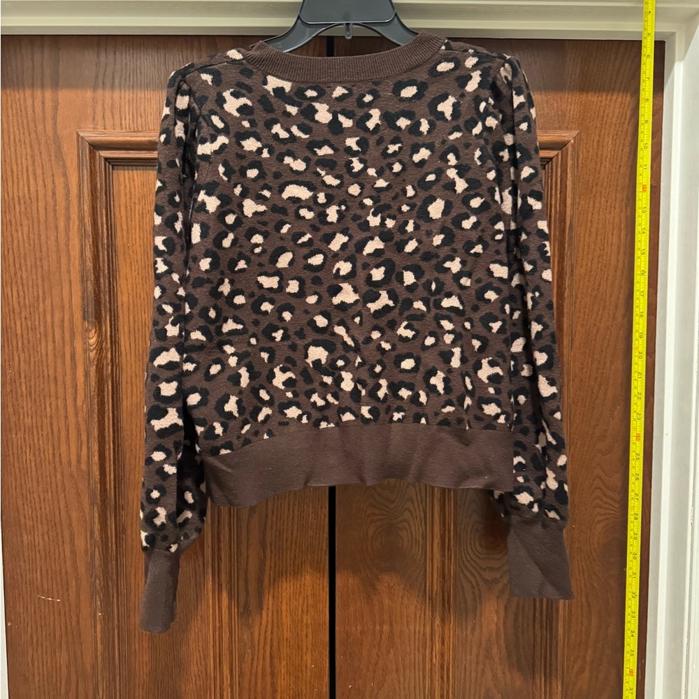 Express Leopard Print Button Down Cardigan - image 2